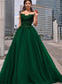 Green Scoop Beading A Line Satin Chiffon Prom Dresses LBQ2262
